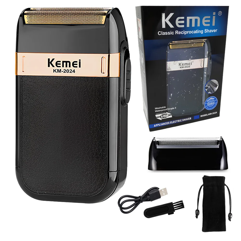 S Waterproof Reciprocating Foil Razor Precision Beard Trimmer Twin Blade Rechargeable With Sack