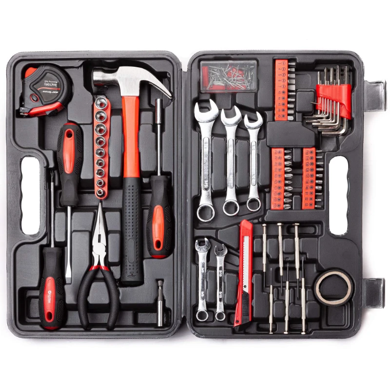 

148Piece Tool Set General Household Hand Tool Kit with Plastic Toolbox Storage Case, Include Socket and Wrench