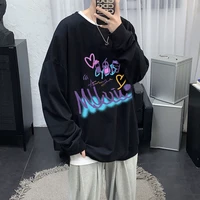 mens spring large round neck pullover shirt style college white new womens clothing cute cartoon print 2022 recommend