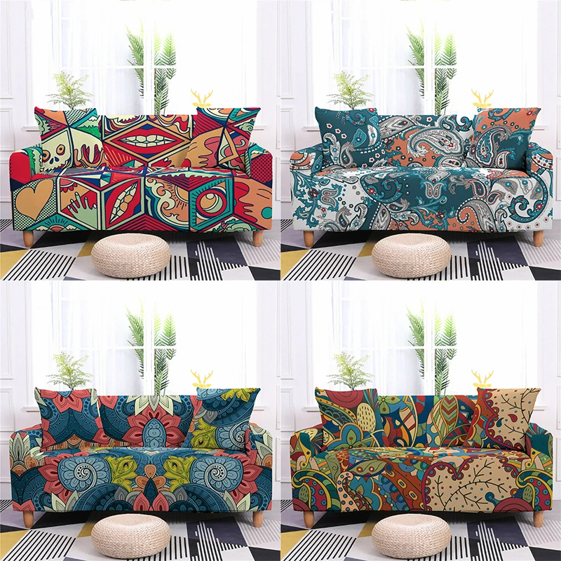 

Geometric Mandala Print Sofa Cover Home Decor All Inclusive Spandex Elastic Sofa Covers for Living Room Cushion Cover Slipcover