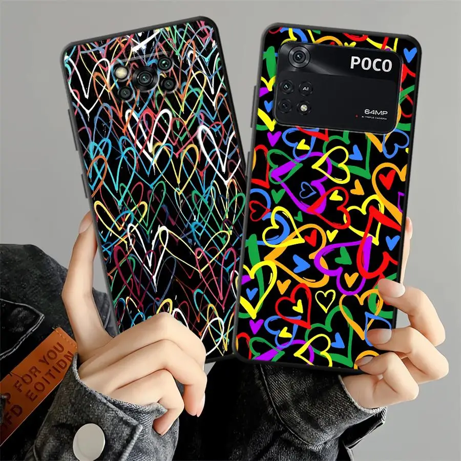 Фото Чехол для телефона с узором в виде сердец для Xiaomi Poco F8 M5 F1 C71 F3 M3 M4 M7 C50 C61 C75 X3 X4 X5 X7 Pro №1