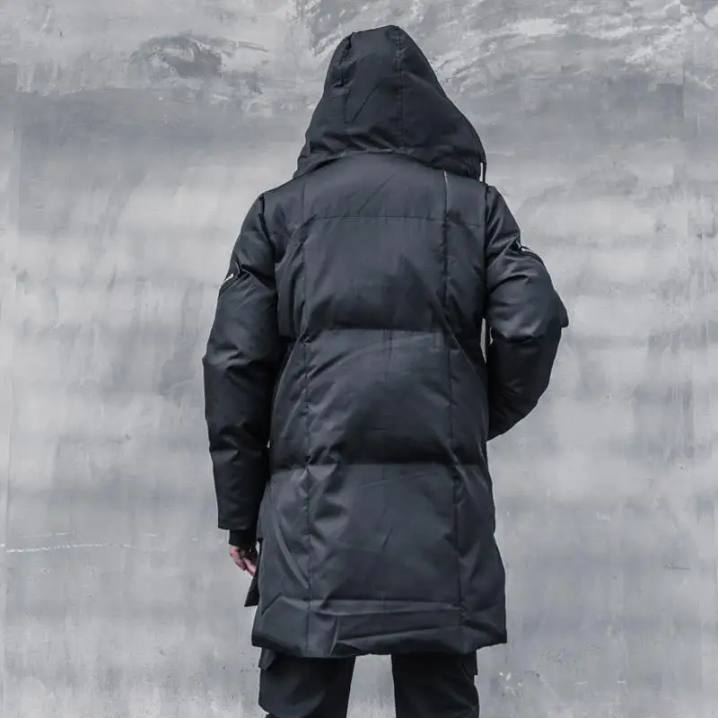 Men's Jacket Parkas Men's Winter Jackets Men's Cold Jacket Oblique Zipper Loose Hooded Thicken and Warm Medium Length Coat