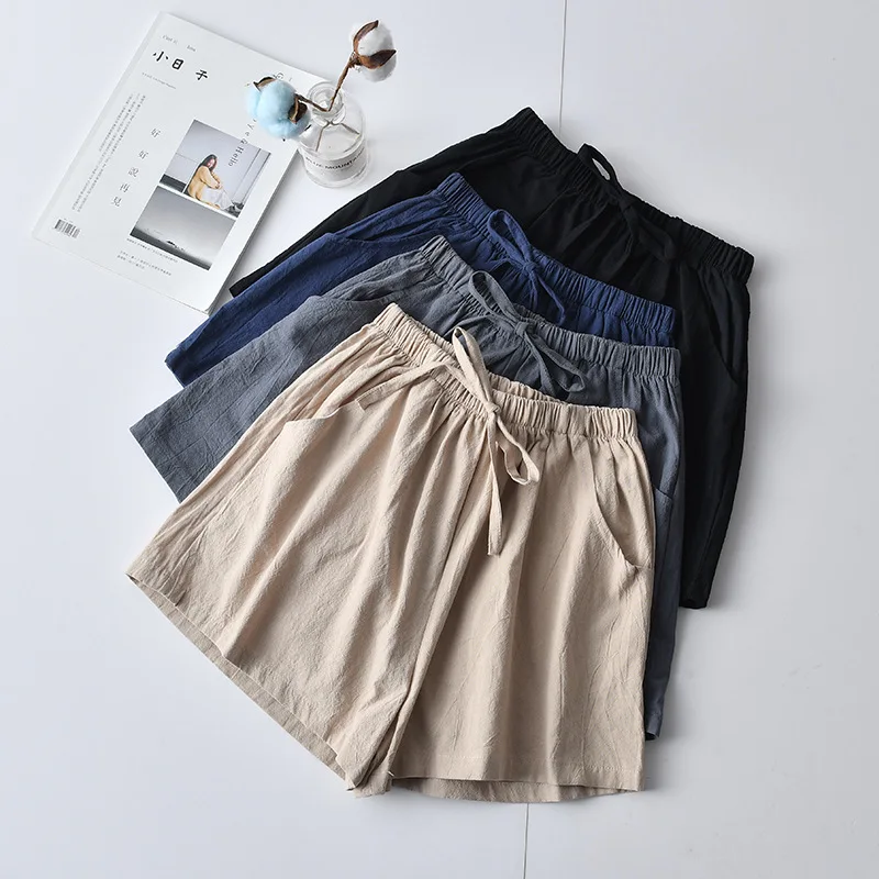

Cotton Linen Shorts Women Basic Short Pants Mini Trousers Fashion Bottom for Teen Girls Plus Size 2022