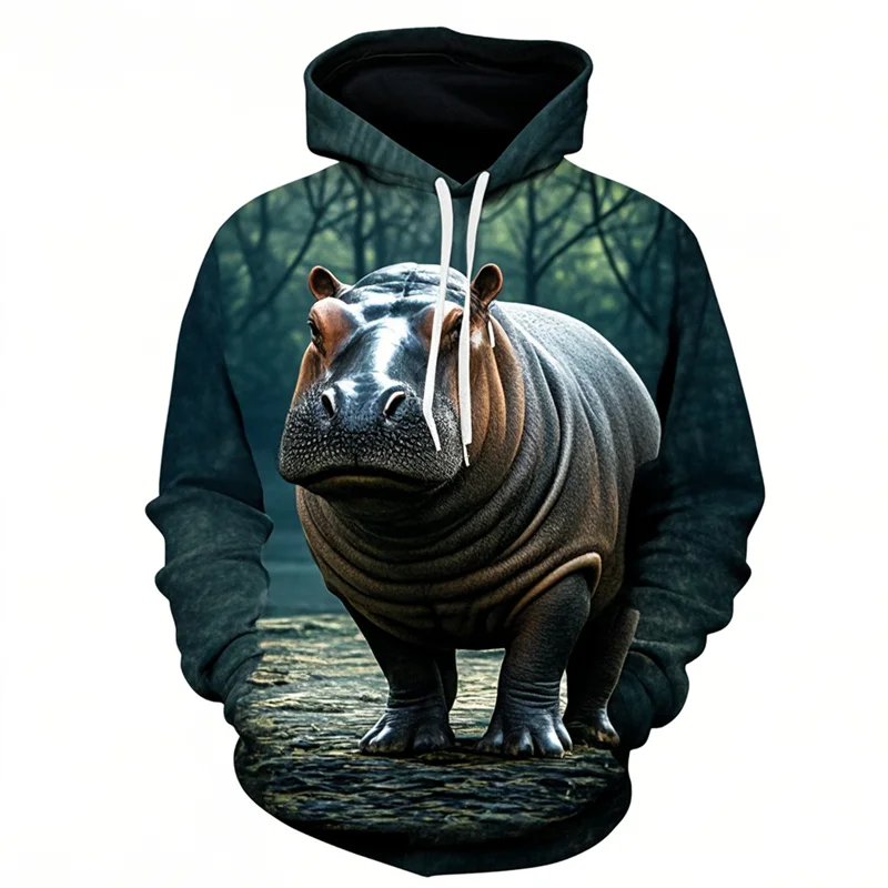 New Fashion Animal Hippopotamus 3D Printed Unisex Hoodies Personality Casual Cute Pigmy Hippopotamus Oversize Sweatshirts Tops (art.: 3920ca984e134) - 3920ca984e134