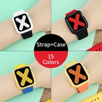 casestrap for apple watch band 44mm 38mm 42mm 40mm silicone watchband suit bracelet for iwatch series 3 4 5 6 se 7 band