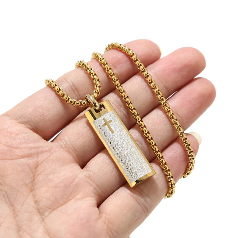 Цепочка с подвеской-крестом для мужчин, ожерелье из нержавеющей стали с кулоном 24 дюйма, 38 х12 мм, хороший подарок, Ювелирная фурнитура