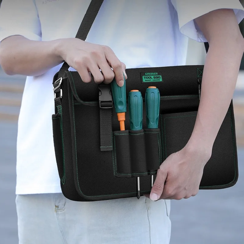 

Органайзер для инструментов, профессиональный набор для хранения электрика, ремонтный набор, сумка для столярных работ, ткань Оксфорд, износостойкий наплечный ремень
