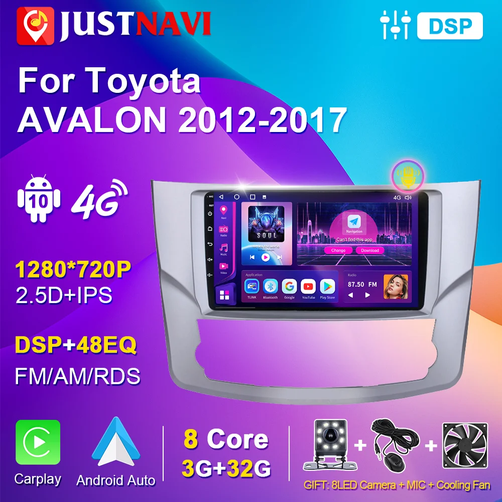 

JUSTNAVI Car Radio For Toyota AVALON 2012-2017 Auto 2din Stereo Video 4G 64G WIFI GPS Navigation Audio Android10 Player DVD IPS