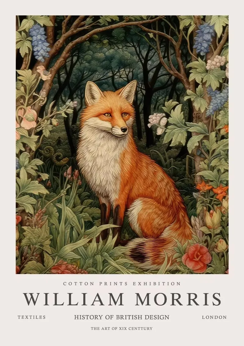 

Плакат William Morris "Сова Павлин Лев Тигр Кролик"