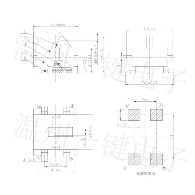 KFC-V-221-3 (колонна бесплатно полностью пластиковая ручка) 4-контактный концевой