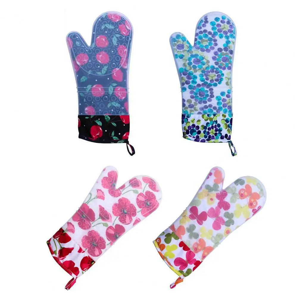 

1Pc Necessary Oven Mitts Non-slip BPA Free Cooking Gloves Silicone Printed Oven Mitts