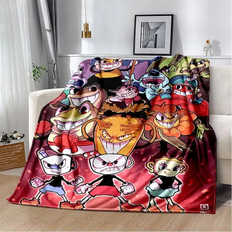 Мягкое плюшевое одеяло Cuphead and Mugman мягкое для игрового геймера фланелевое