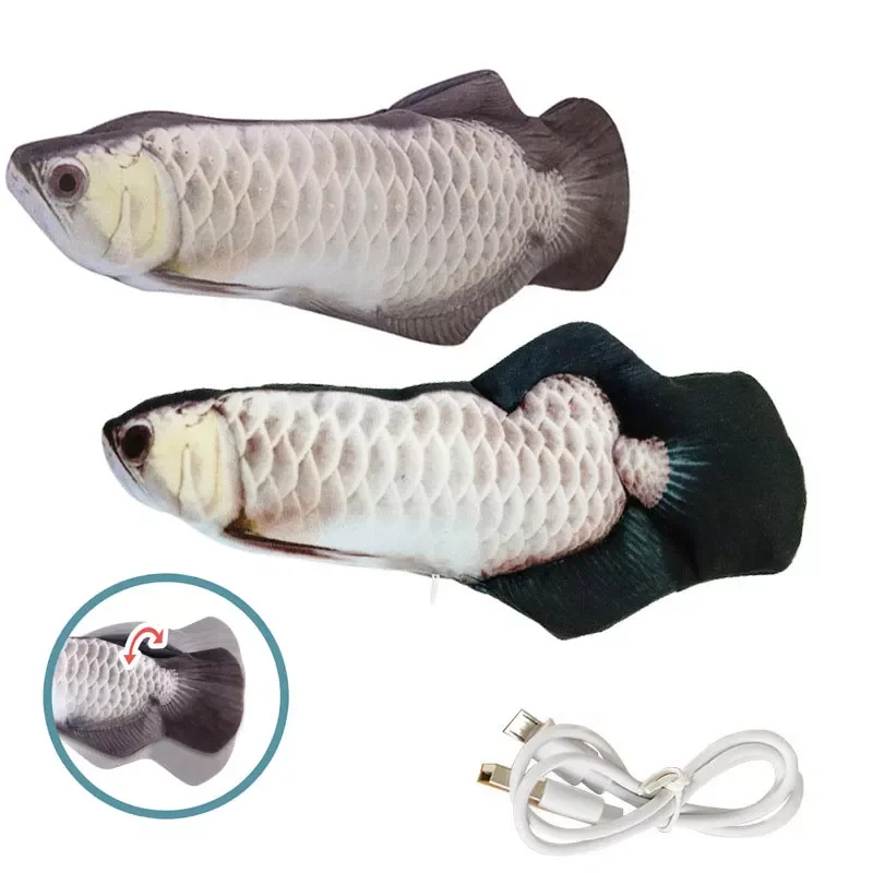 

2022JMT Pet Soft Electronic Fish Shape Cat Toy Electric USB Charging Simulation Fish Toys Funny Cat Chewing Playing Supplies Dro