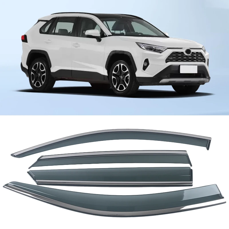 For Toyota RAV4 2019-2022 Chrome Molding Trim Strip Wind Visor Deflectors Door Side Window Air Guard Against Snow Sun Rain