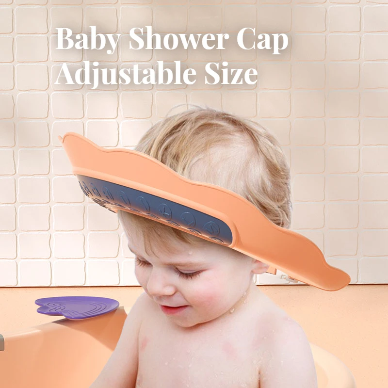 

Children Shampoo Cap Baby Shower Cap Adjustable Size Cartoon Bath Visor Infant Hair Shield Ear Protection Waterproo 6-36M