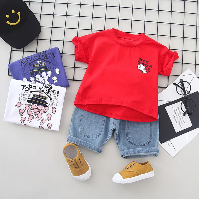 

Новинка, комплекты детской одежды, детская одежда с принтом, футболка + шорты, одежда для маленьких мальчиков, повседневная одежда для мальч...