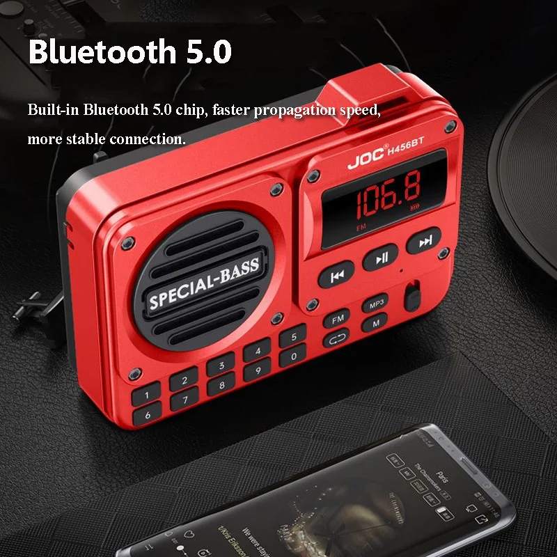 Фото Мини-портативный FM-радио HD-экран Радиоприемник Беспроводной бас-динамик Bluetooth Музыкальная шкатулка с TF-картой U-диском 3,5 мм Гарнитура Jac №3