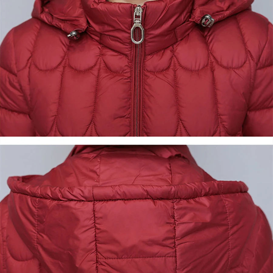 Winter Oversized 6XL Hooded Cotton Padded Slim Coat Mid-length Women Warm Thick Overcoat Basic Solid Outwear Snow Wear Parkas