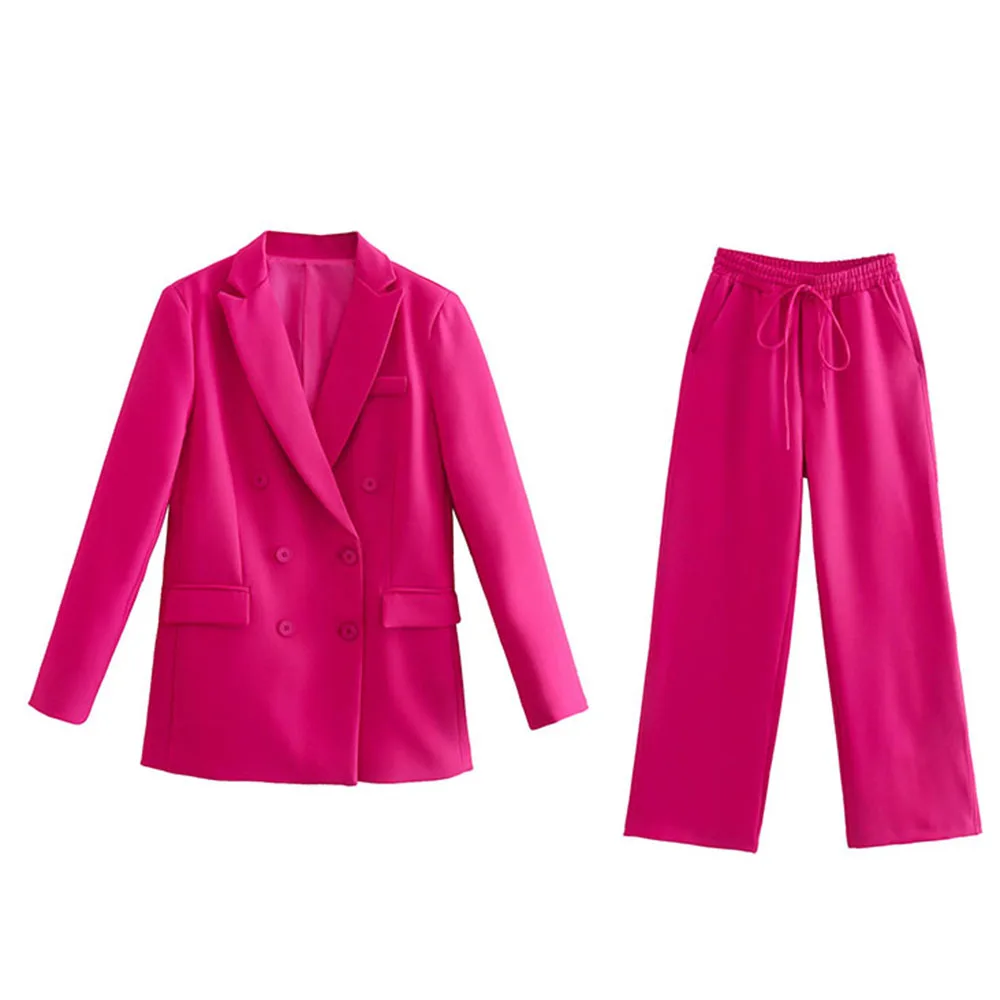 

URMASZAspring 2022 Ladies fashion double breasted patch pocket Blazer rose Red jacket Vintage Long Sleeve jackets for women