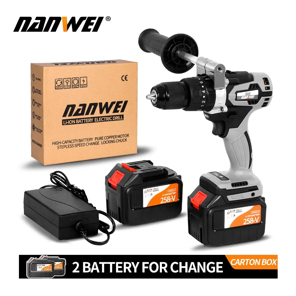 

Electric Cordless Screwdriver Impact Drill 3/8" Driver Li-Ion Batteries Rechargeable DIY Hand Power Tools