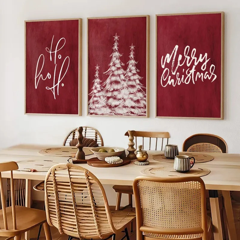 

Рождественские принты на холсте, набор из 3 штук