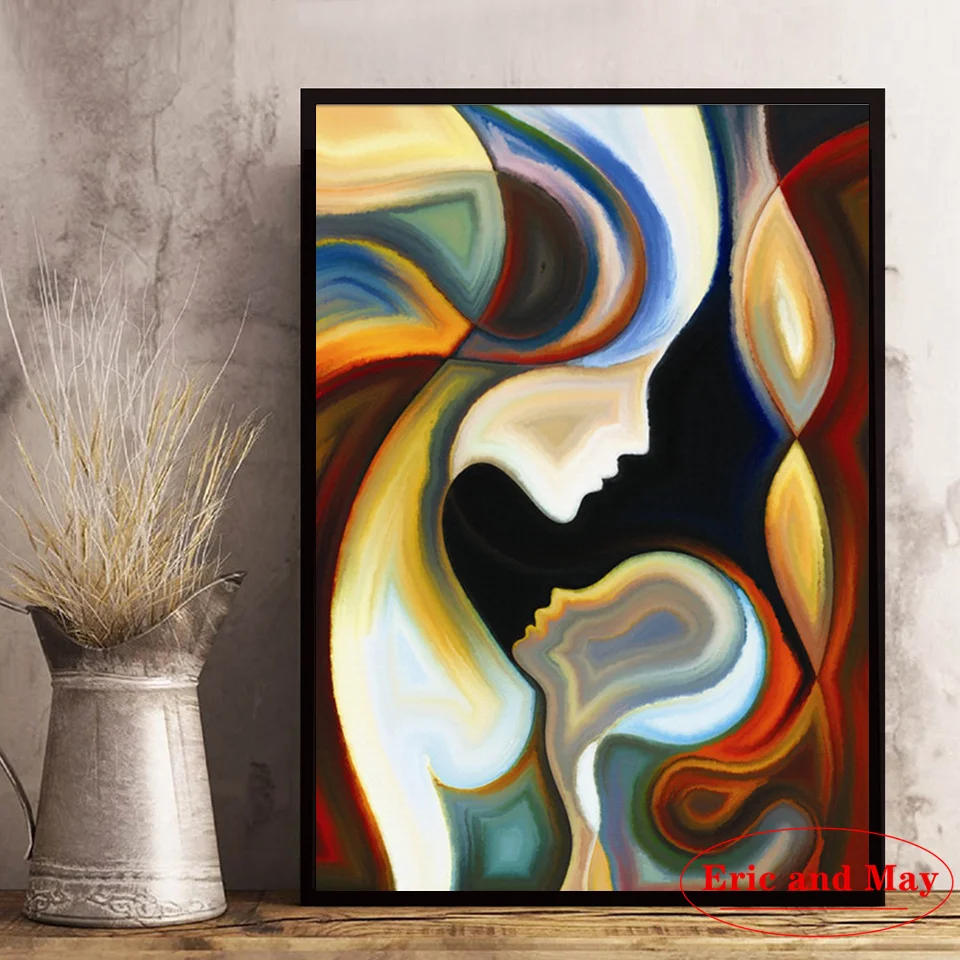 

Arnold Abstract Colorful Mother And Son Pattern Canvas Painting Wall Art Picture Vintage Poster Decorative Home Decor Obrazy