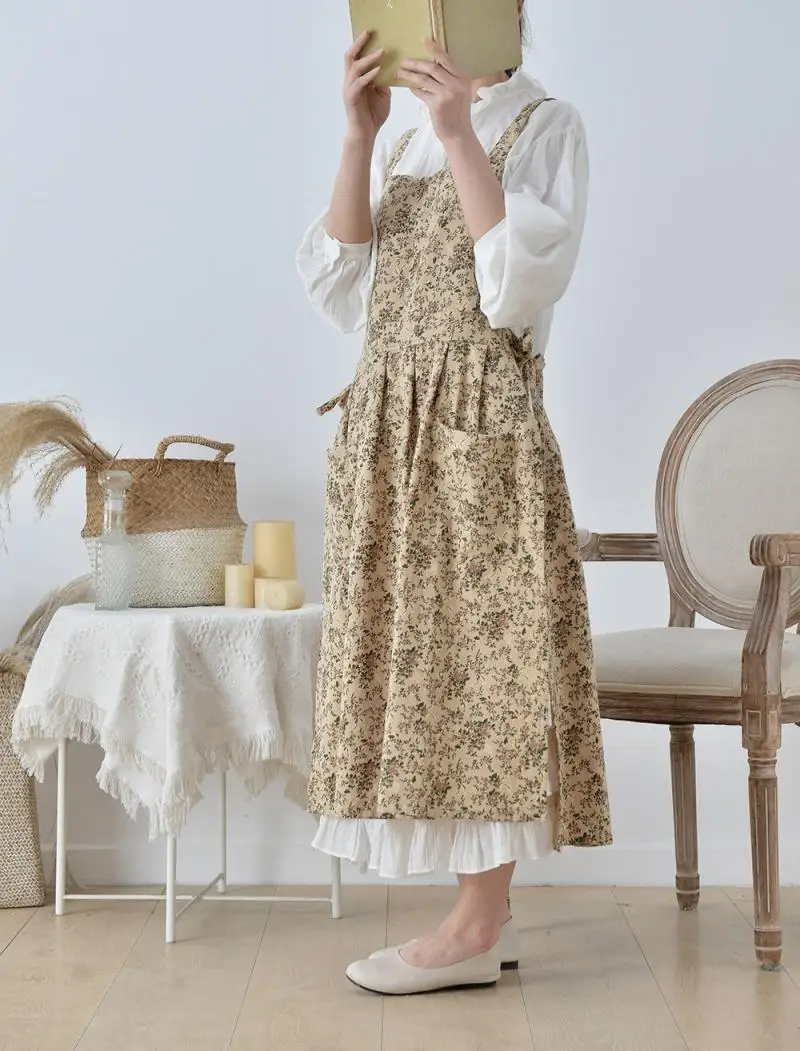 Модный Регулируемый хлопковый фартук с пасторальным принтом 1 шт. женский