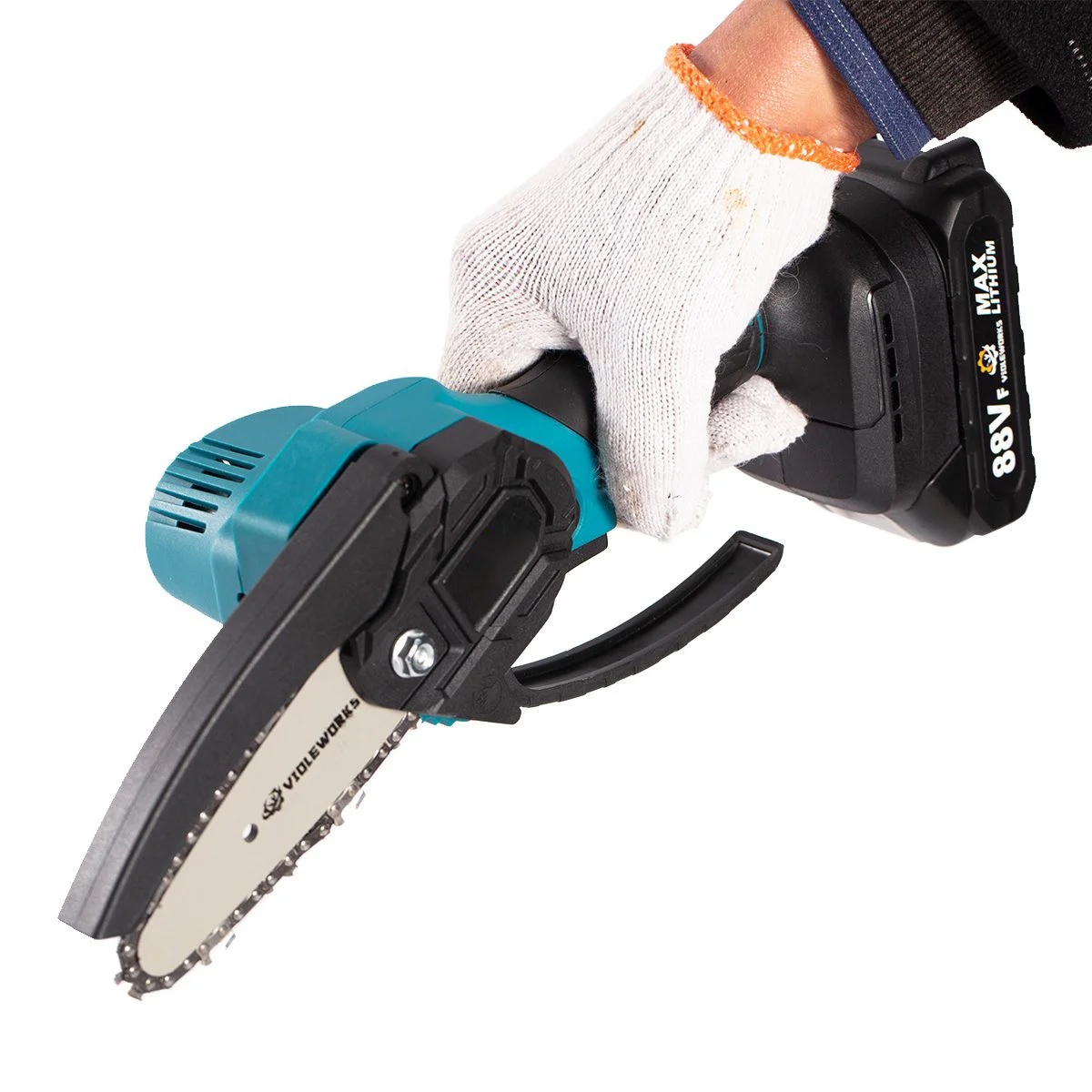 Миниатюрная Электрическая цепная пила 4 дюйма 1200 Вт 88 в с индикатором батареи