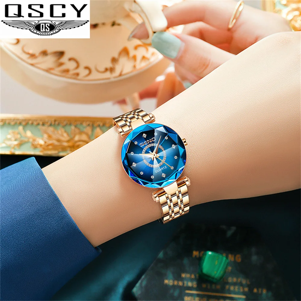 QSCY Seno Ocean Star Steel Band Women's Watch Fashion Crystal Ladies Quartz Relogio Feminino Female Montre Reloj Mujer Zegarek