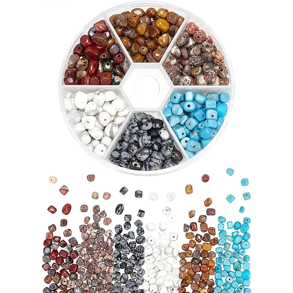 

6 Styles Chip Gemstone Beads Natural Irregular Stone Beads Mixed Polished Rock Beads with 0.8 mm Hole for Jewelry Making