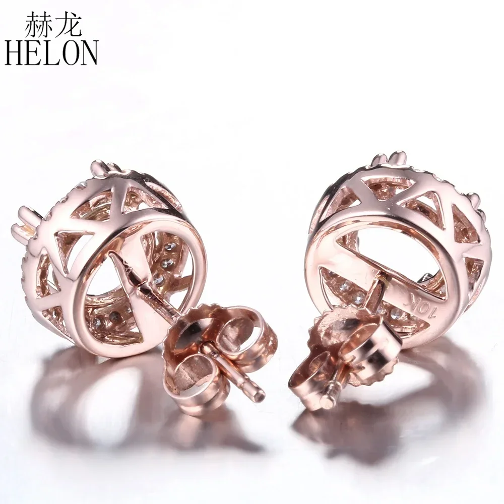 HELON 5-6 75 мм круглые однотонные 14-каратные розовые золотые серьги с натуральными