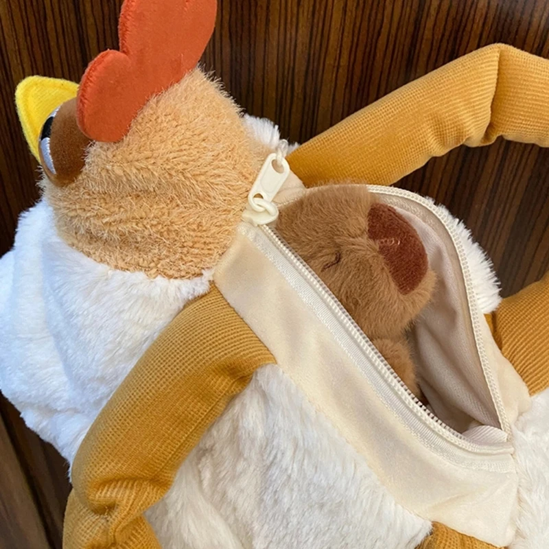 Милая мультяшная курица плюшевая сумка через плечо регулируемая для женщин