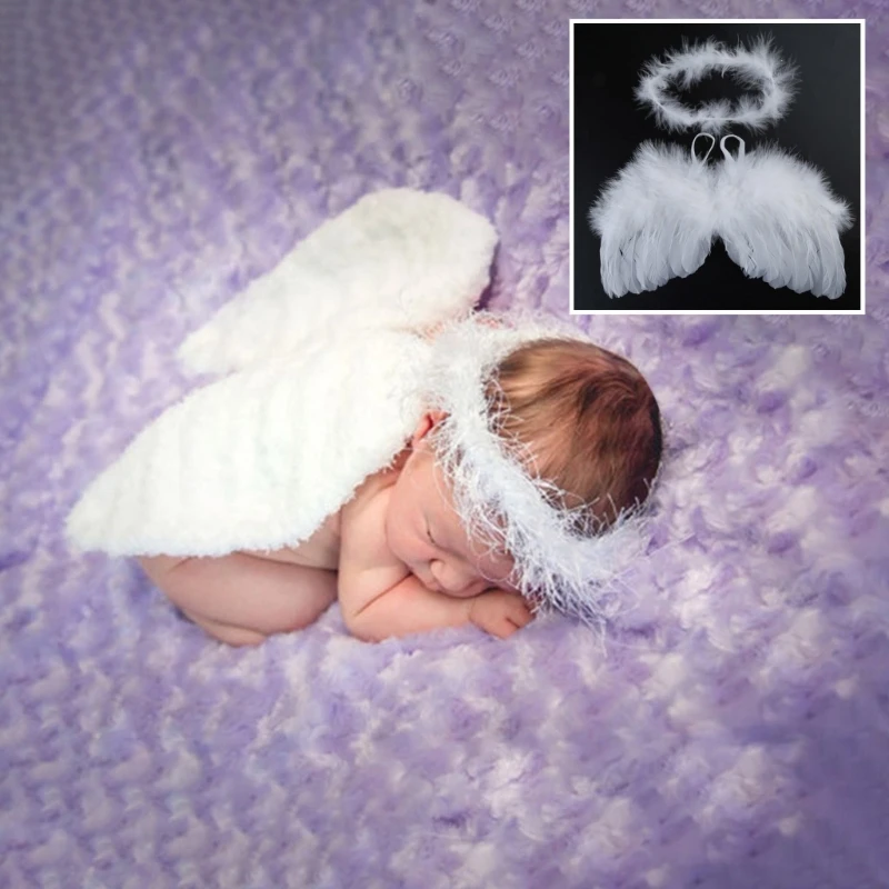 

Baby Fotografia Angel Feather Wing Hair Band Headdress Newborn Photography Props
