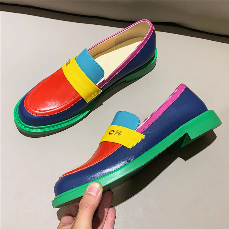 Туфли женские из натуральной кожи плоская подошва лоферы повседневная обувь