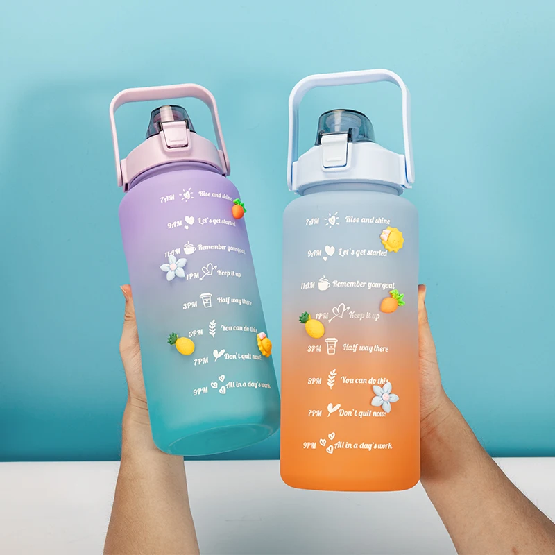 

2L Water Bottle with Straw, Large Capacity Water Bottles for Girls Kids Children Women Cute Travel Sports Water Bottle 2 Liters
