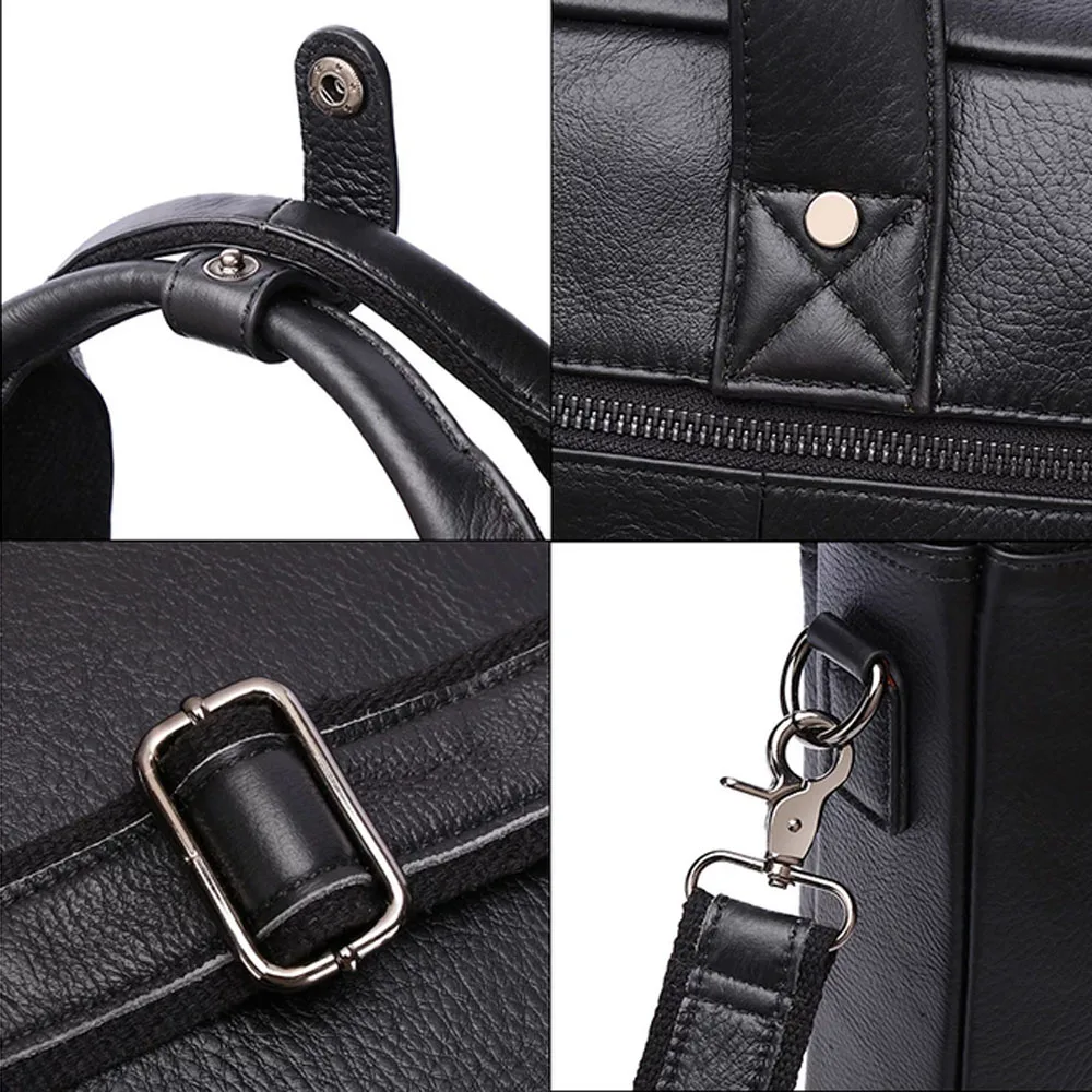 Genuine Leather Briefcase Men Business Crossbody Bag Fashion Cowhide Shoulder Messenger Handbag 14 Inches Handbags Laptop Bags