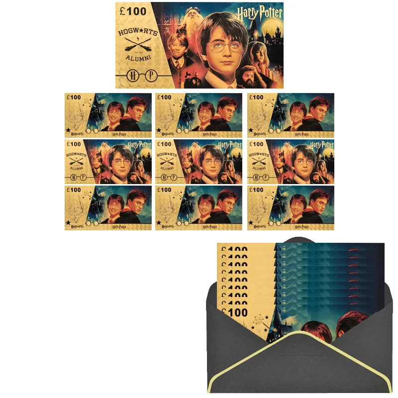 

Hot Harriese Magician Boy Commemorative Banknote Decoration Anime Plastic Gold Foil Banknote Potter Souvenir Crafts Gifts