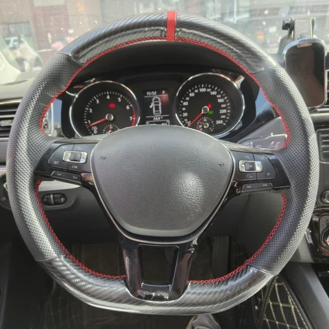 Автомобильный чехол на руль из натуральной кожи для Volkswagen Golf 7 GTI Golf R MK7 Polo Scirocco 2015, автомобильный аксессуар на руль