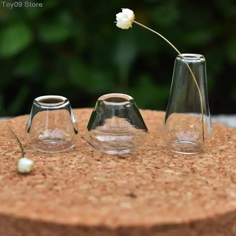 

High Quality 2Pcs 15*28mm 1:12 Dollhouse Miniatures Glass Vase Model Doll House Accessories Decor Toy 6 Styles