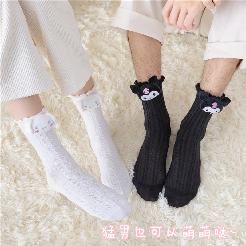 

Kawaii Sanrioed Anime Cartoon series socks girl Kuromi My melody Cinnamoroll KT cat cute girl socks girly heart children gift