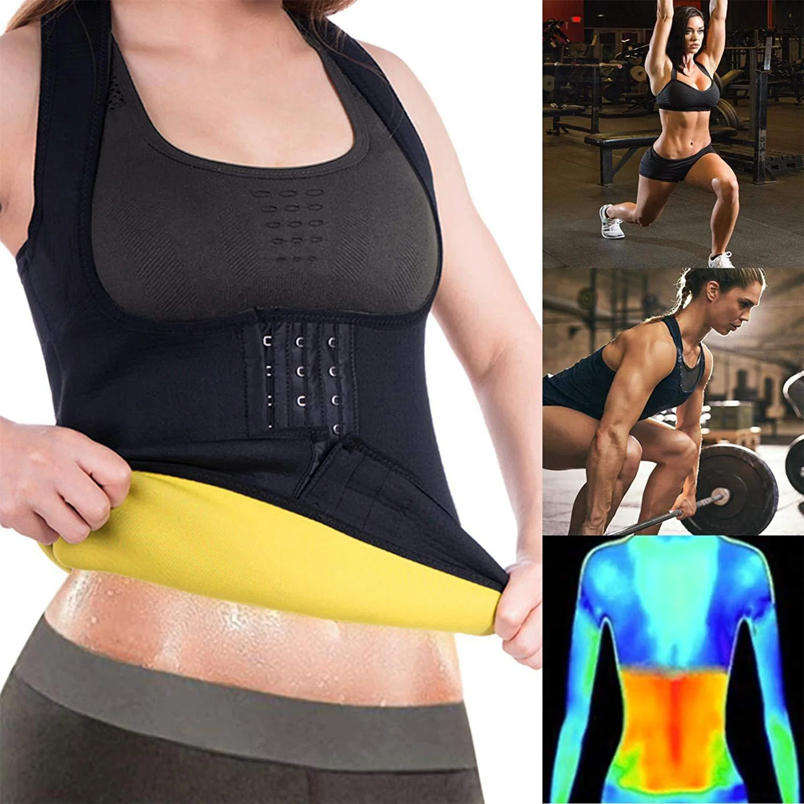 

Women's Waist Trainer Corset Tank Top Vest Heating Sweat Body Shaper for Sport Training Use NIN668