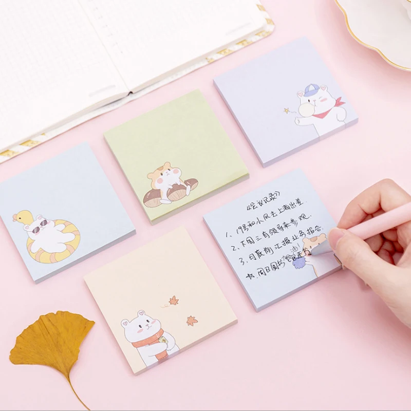 

1pack /lot Lovely Four Seasons White Bear Hamster Paper Sticky Notes Office School Supplies Memo Pad For Kids Stationery