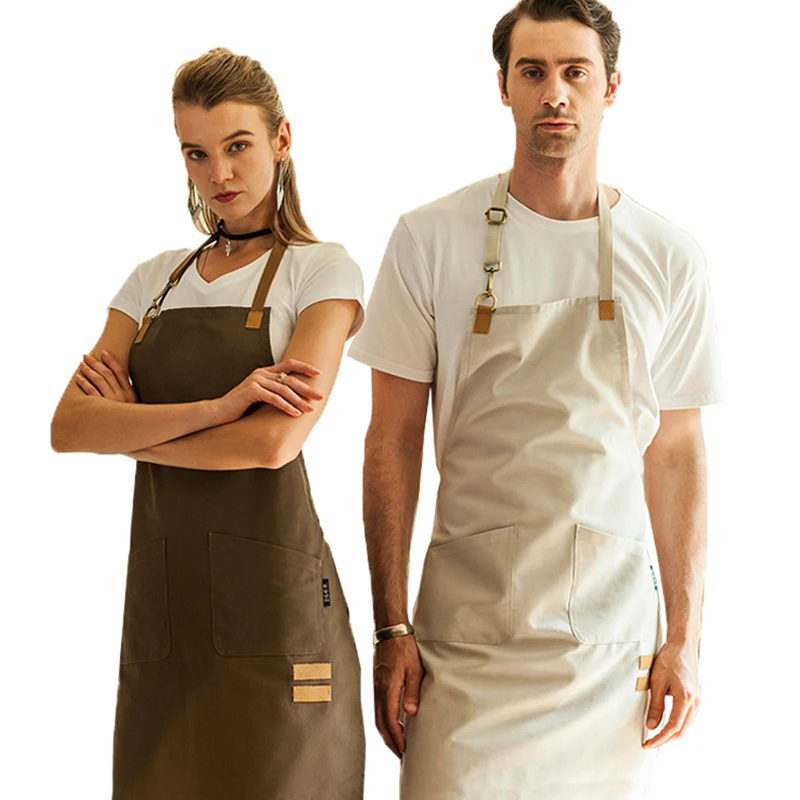 

Home Kitchen Women Apron Fashion Waterproof Oilproof Strap Waist Overalls Black apron