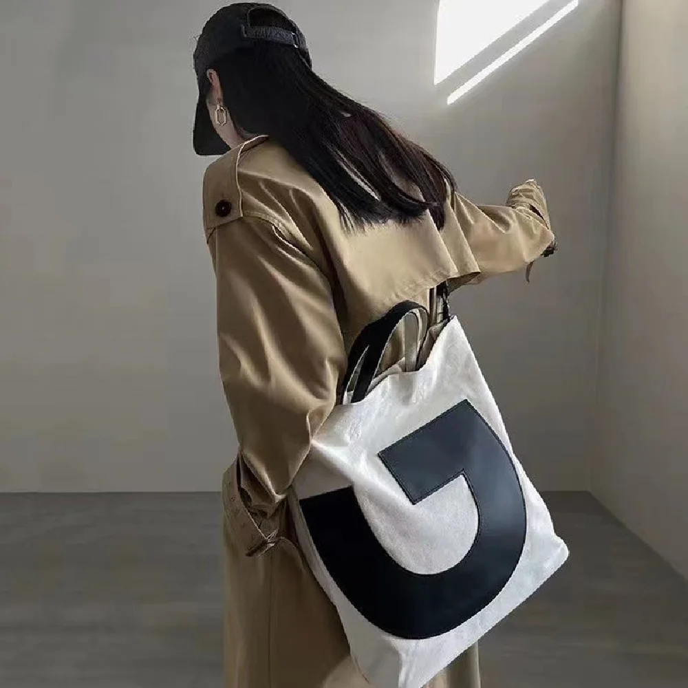 

Creative Trendy Handbag Large Capacity Canvas Bag Female Crossbody Messenger Korean Student Harajuku One-shoulder Large Tote Bag