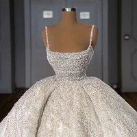 customise heavy beading wedding dresses lace sequins arabia bridal gowns spaghetti straps luxury vestido de novia