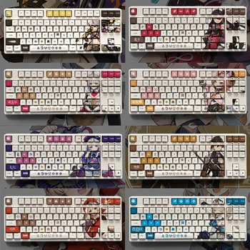 Genshin Impact ZHONGLI Klee Pbt 소재 키캡 세트, ANSI 61 87 104 108 키 기계식 키보드, OEM 프로파일 전용 키캡
