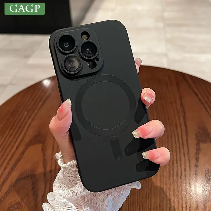 

Liquid Silicone Magnetic Case For iPhone 11 12 13 14 Pro Max 14 Pro Plus Magsafing Wireless Charging Lens Protection Soft Cover