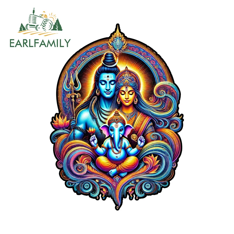 

EARLFAMILY красочные наклейки «Лорд Шива» забавные Ганеша водонепроницаемый ящик для инструментов виниловые наклейки на багажник JDM караван гоночный автомобиль аксессуары