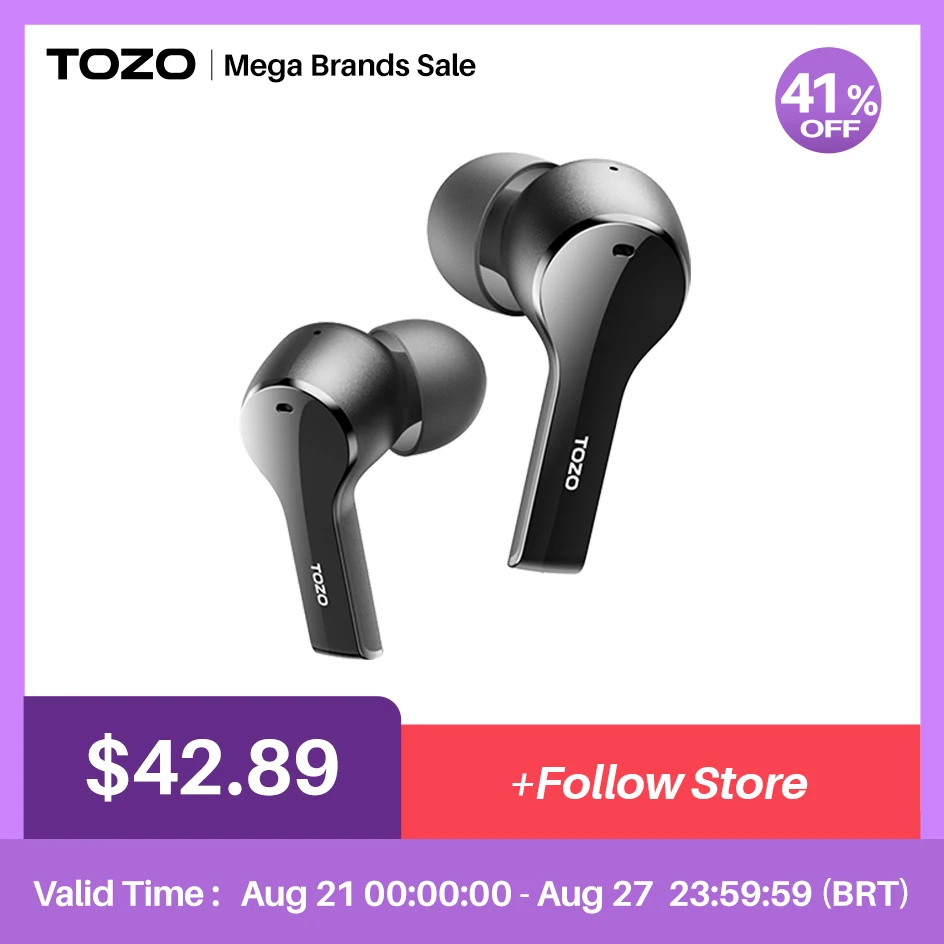 

2022 TOZO T9S Bluetooth 5.3 Wireless Earbuds, 2 Mic Environmental Noise Cancelling Call Headphone ,24 H Playtime Earphone