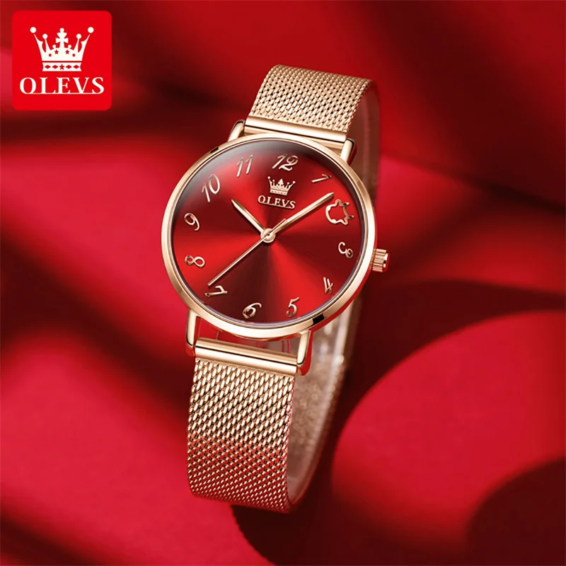 Reloj Mujer OLEVS Women Watches Top Brand Luxury High Quality Fashion Charm Ladies Rose Gold Mesh Strap Female Quartz Watch New